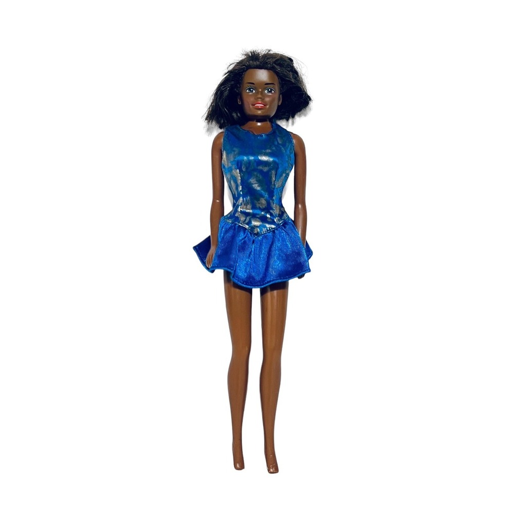 Vintage Barbie With 2- 1987 Heads 1966 Body Twist Bent Arms Black African Dress